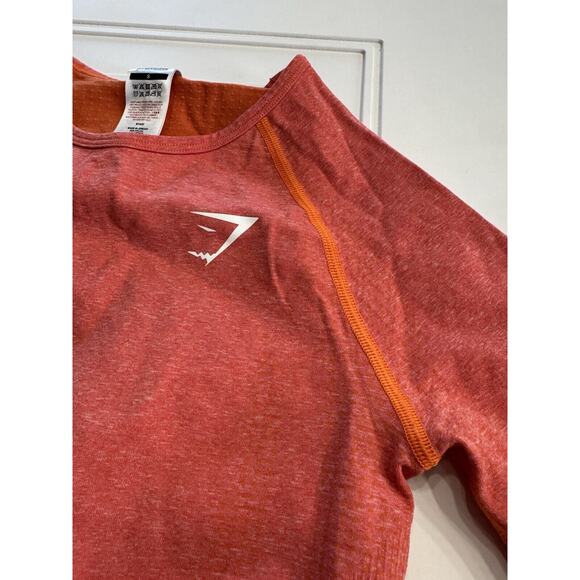 Gymshark Vital Seamless 2.0 Crop Top in Orange Long Sleeves Sz Small - Picture 2 of 6